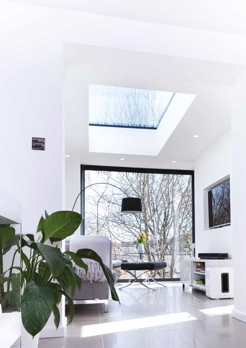 flat rooflight in modern living room